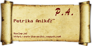 Petrika Anikó névjegykártya